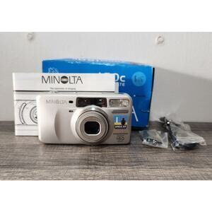 Minolta Freedom Zoom 160C Date TESTED Film Camera W/ Battery, Box, And Manual